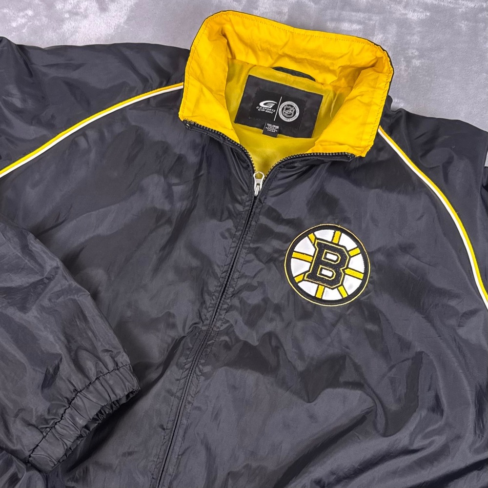 G-III Sports NHL Boston Bruins Windbreaker Jacket Black Yellow Mens 2XL Zip Up*